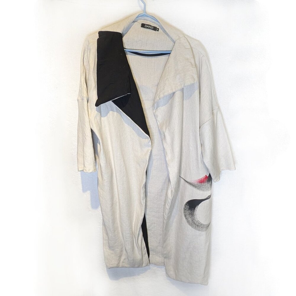 Linen Danzi Jacket Size Medium Asymmetrical